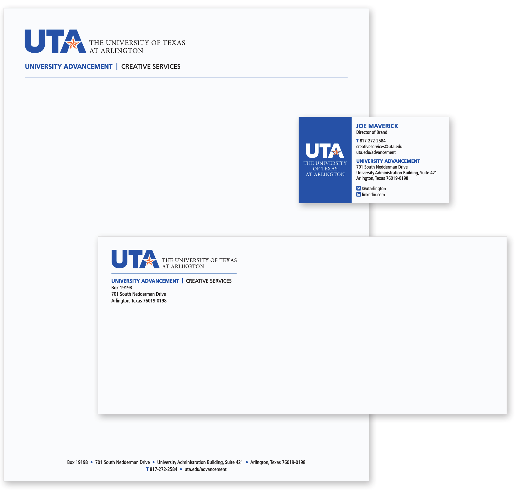 letterheads, business cards, and envelopes
