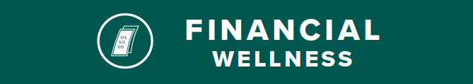 dark green banner with white text financial wellness banner