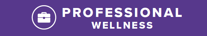 purple banner with white letters that say professional wellness