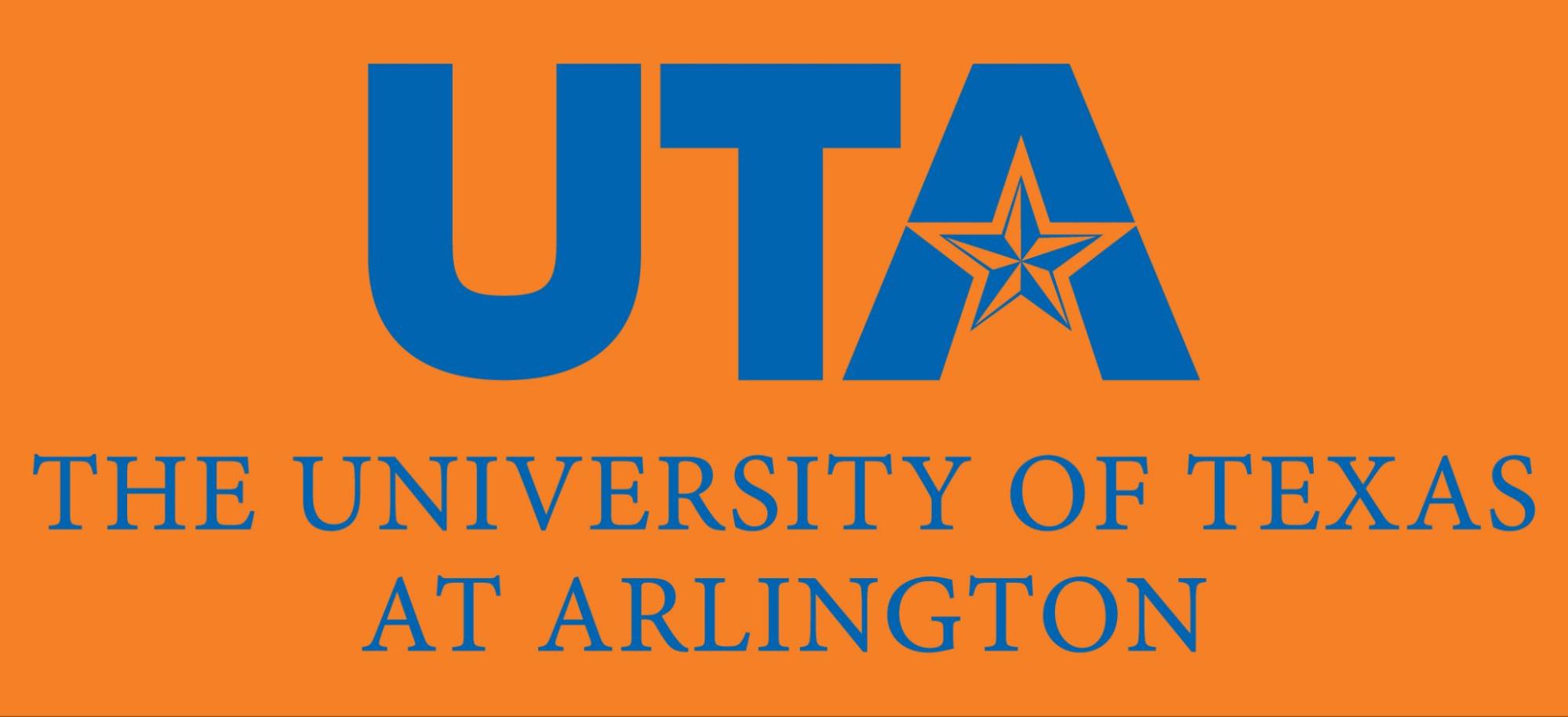 blue logo on orange background