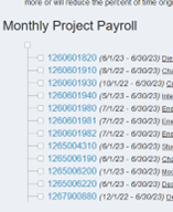 Payroll reporting sub-menu