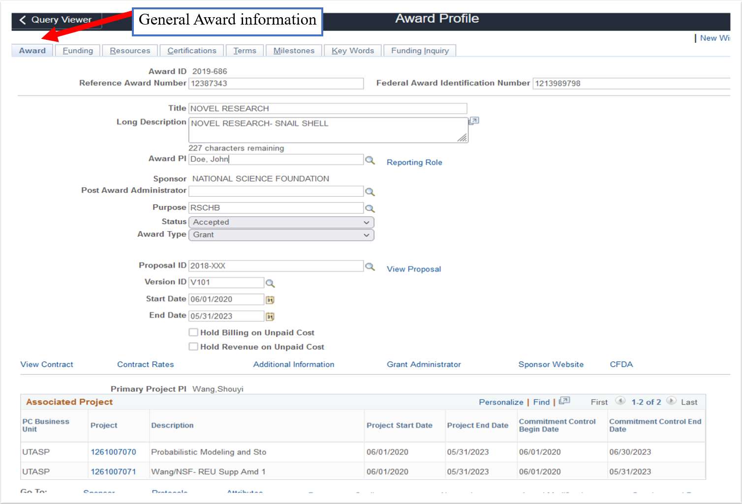 MENTIS Award Profile menu