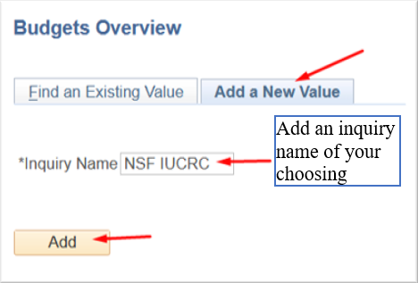 Budgets Overview screen